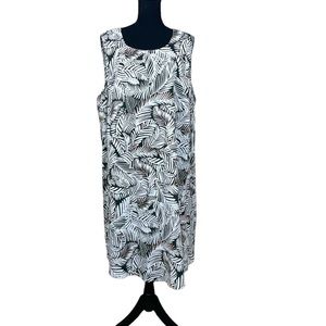 NWT Anne Klein “Olive Combo” Palm Leaf Print Linen and Rayon Dress